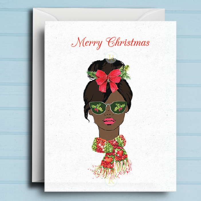 Black Woman F Christmas Card